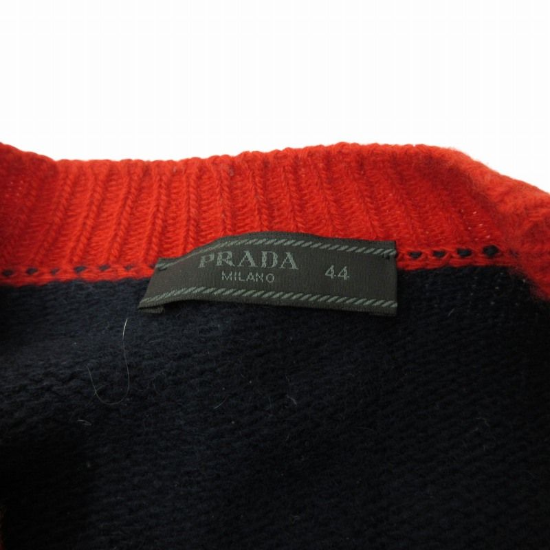 極美品☆カシミヤ100%】PRADA エルボーパッチカシミヤセーターヤギ革