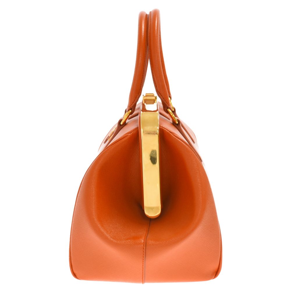 PRADA オレンジ レザーボストンバッグ PRADA (プラダ) レザー ボストンバッグ オレンジ - メルカリ