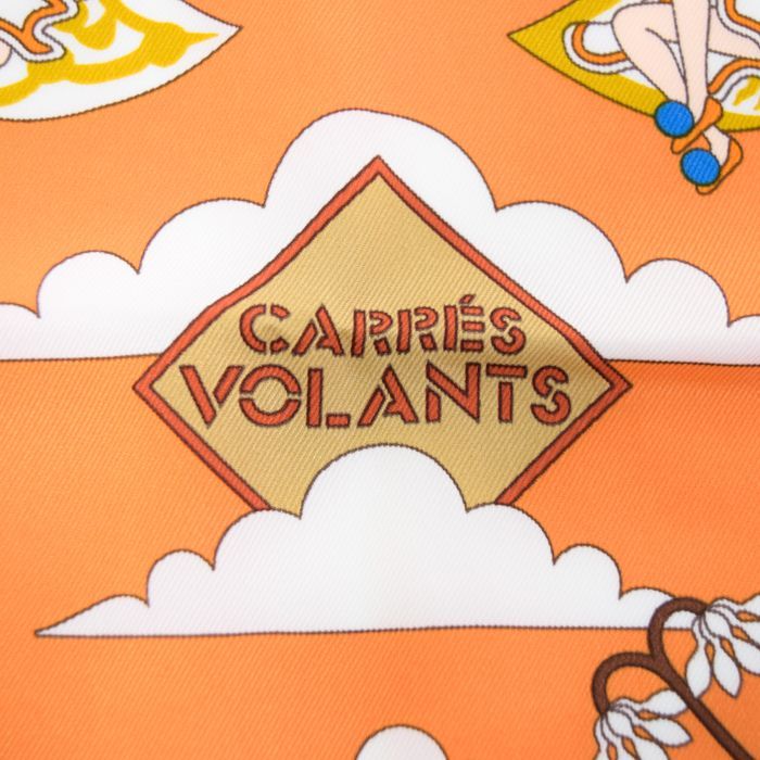 【HERMES】美品✨エルメス ミニスカーフ狩場 オレンジ　シルク100％ HERMES エルメス スカーフ カレ90 シルク LUNA PARK 遊園地