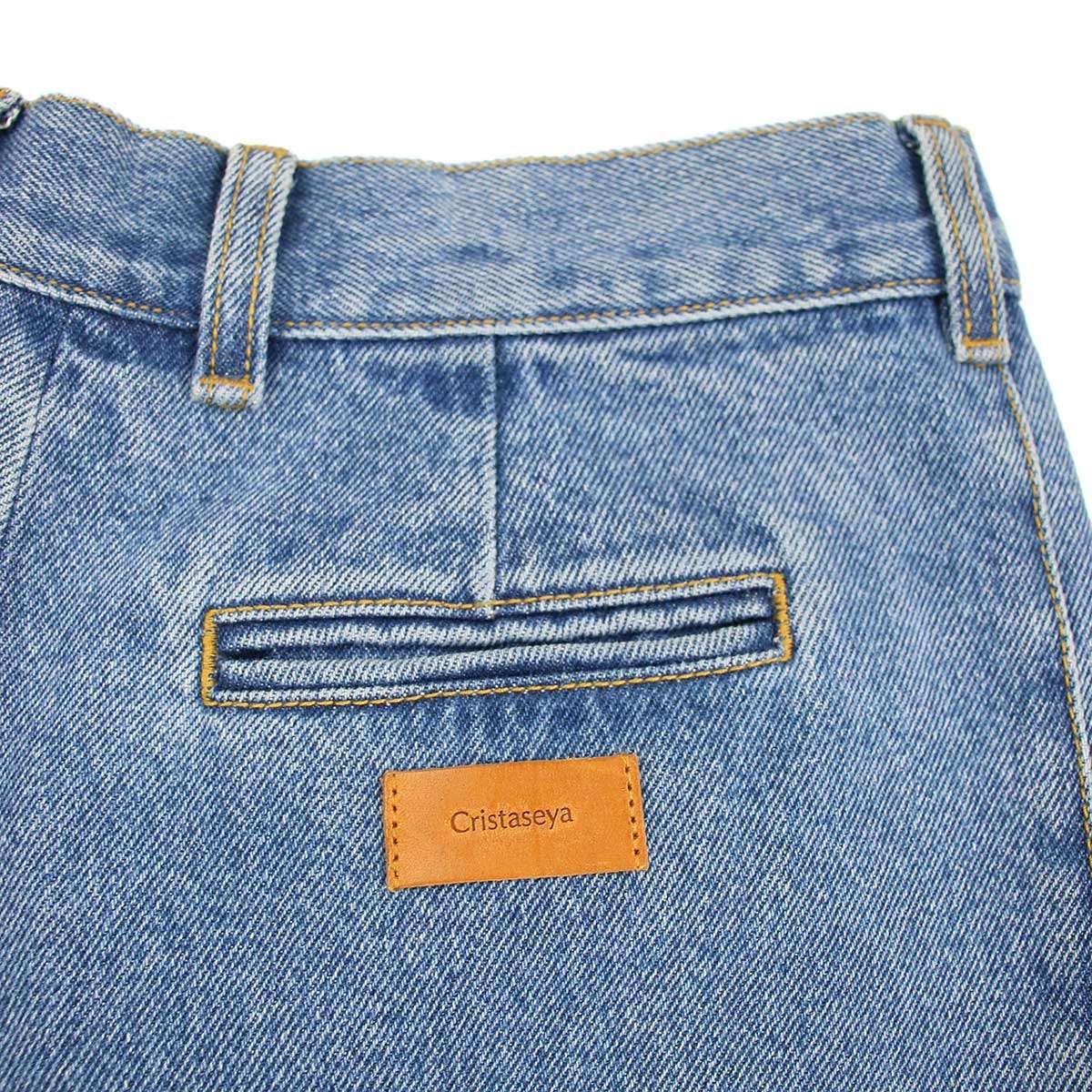 CristaSeya クリスタセヤ PLEATED TROUSERS 1タックデニムトラウザー 