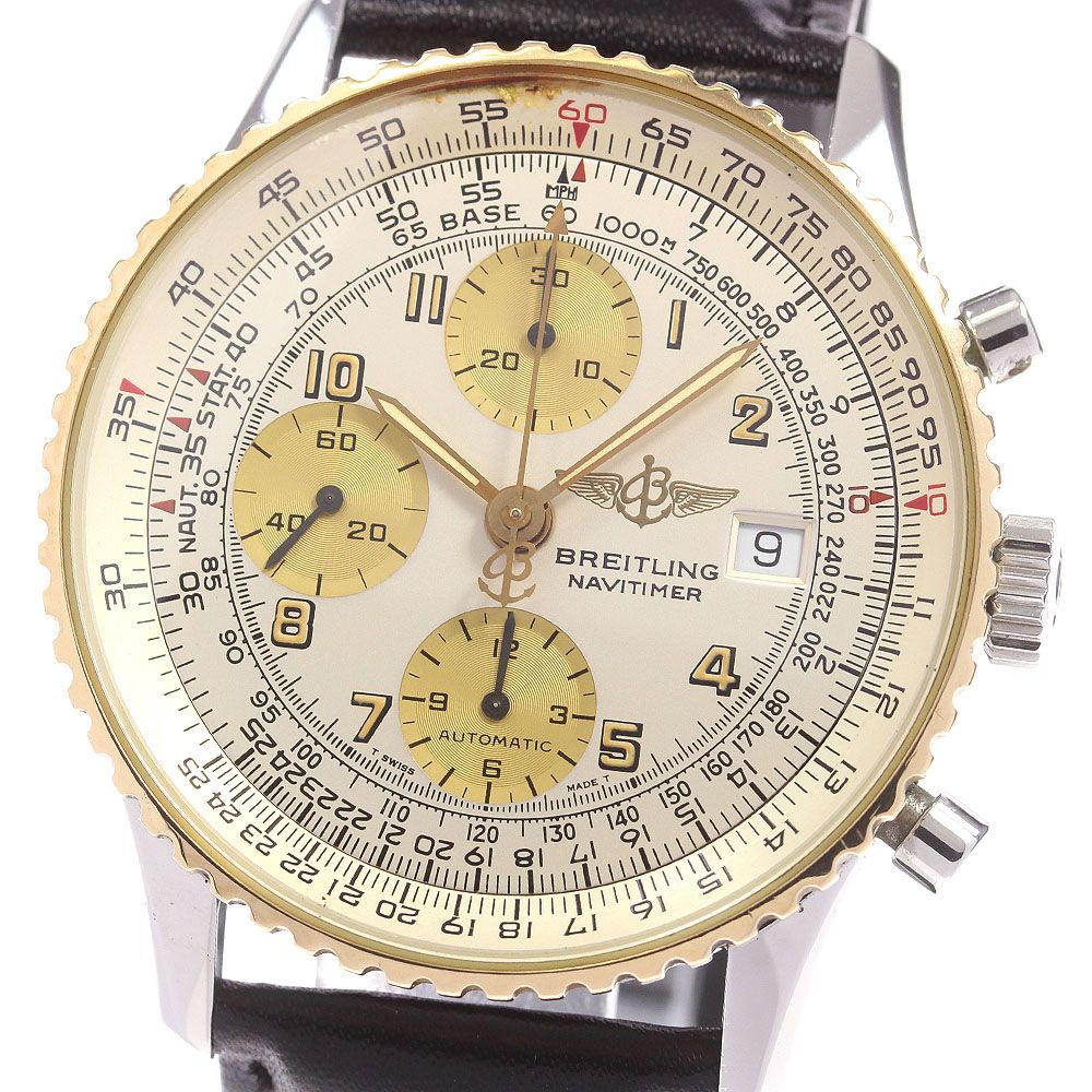 ブライトリング BREITLING D13022 オールドナビタイマー クロノグラフ K18YGベゼル 自動巻き メンズ_866010