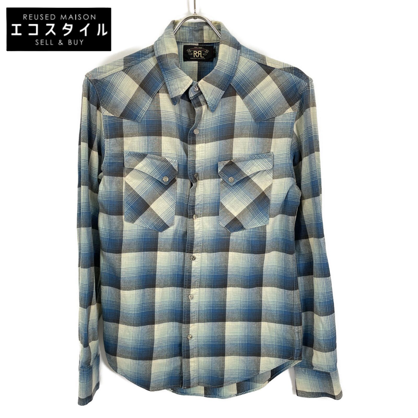 RRL ダブルアールエル 22FW ブルー プラッド ツイル ウエスタン シャツ S