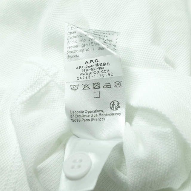 A.P.C. × LACOSTE ポロシャツ ホワイト Mサイズ F72813 A.P.C. × LACOSTE ポロシャツ ホワイト Mサイズ F72813 A.P.C. x
