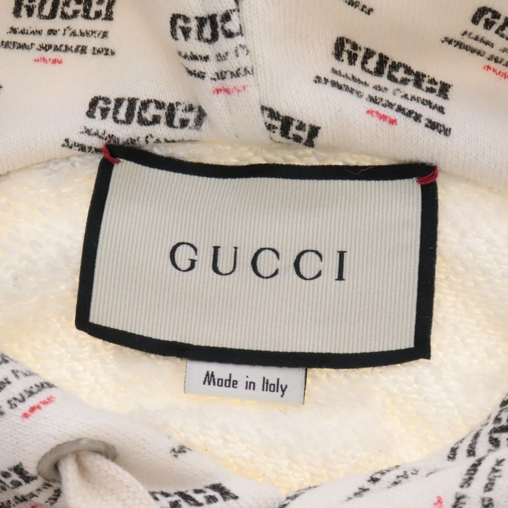 GUCCI グッチ プルオーバー パーカー スタンプロゴ スウェット 白 M 