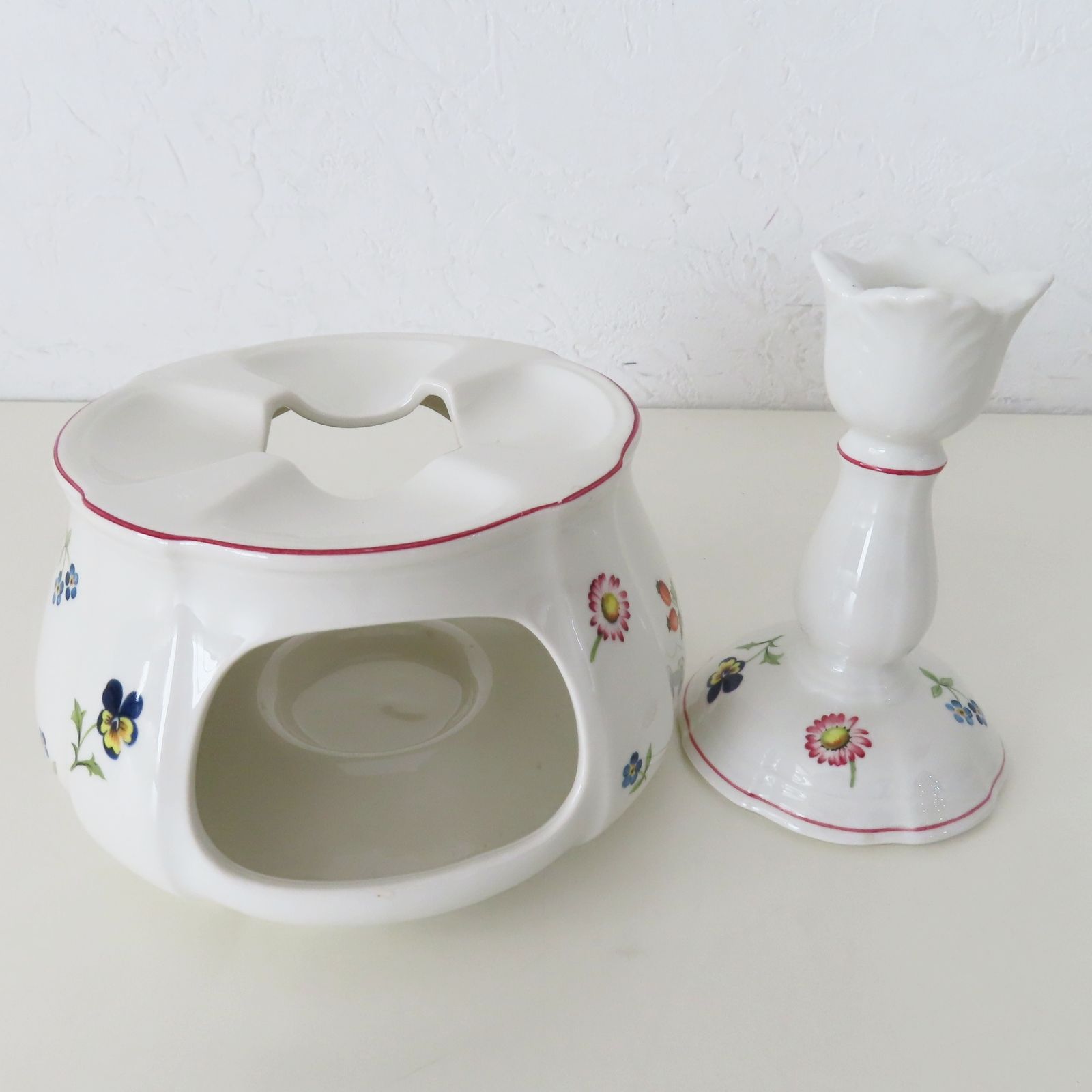 M07-A08 Villeroy&Boch Petite Fleur ビレロイ&ボッホ プチフルール フラワー ティーポットウォーマー/キャンドルスタンド  2点セット ホワイト/マルチカラー - メルカリ