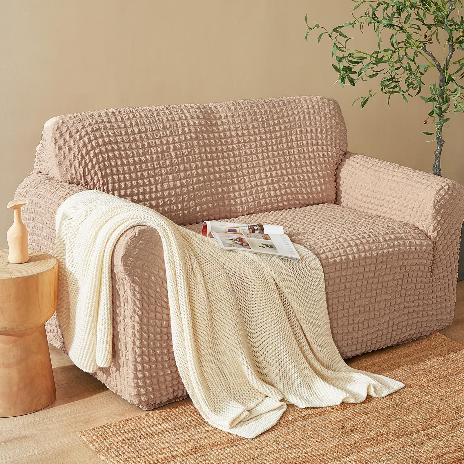 ソファーカバー 2人掛け 肘付き 無地 北欧風 ストレッチ フィット