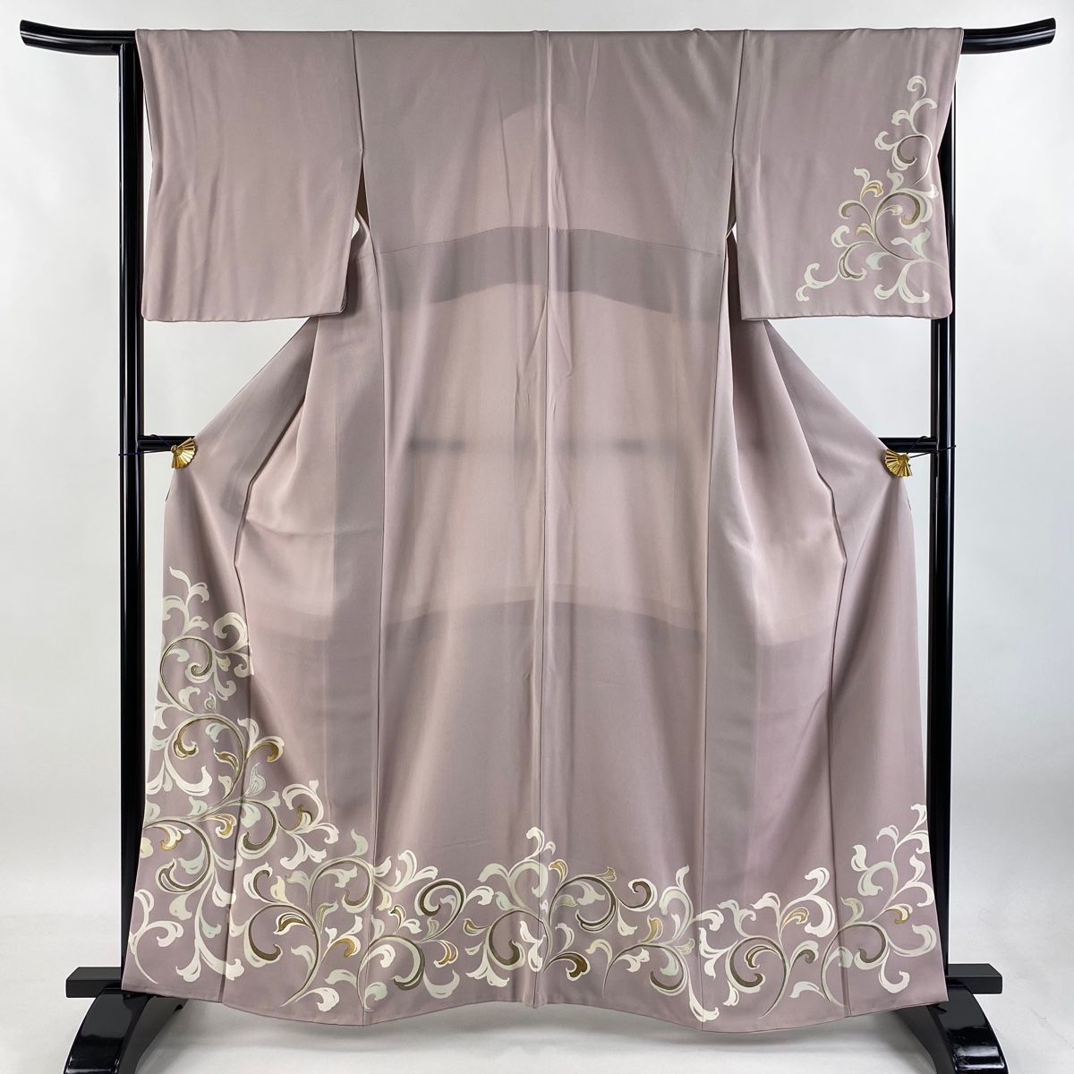 訪問着 身丈162cm 裄丈66cm M 袷 唐草 金銀糸 金銀彩 薄紫 正絹 秀品