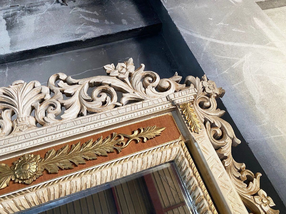 アンティーク調 レリーフ彫刻 ウォールミラー ロココ様式 装飾 姿見