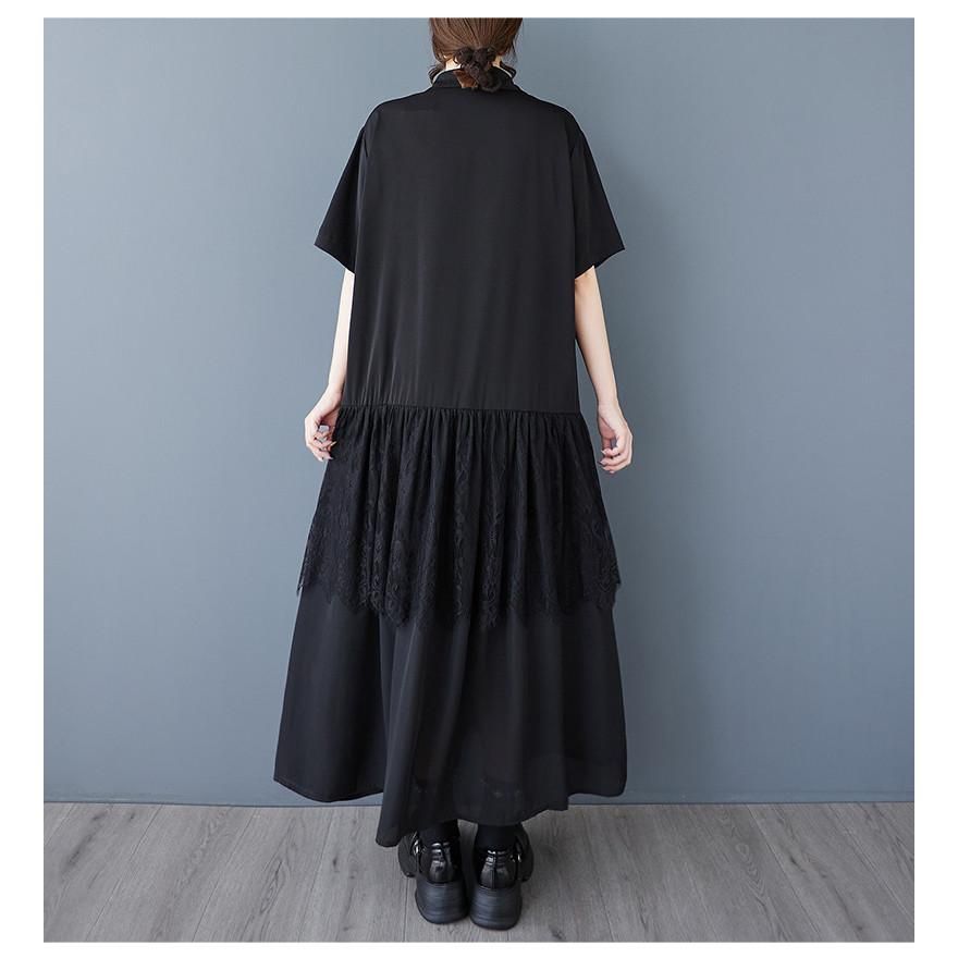 モード系 シャツワンピース レース レディース ロングワンピース