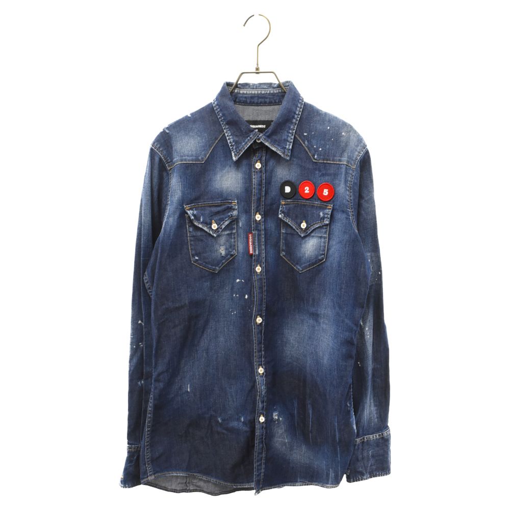 DSQUARED2 ディースクエアード デニムシャツ インディゴ ダメージ加工