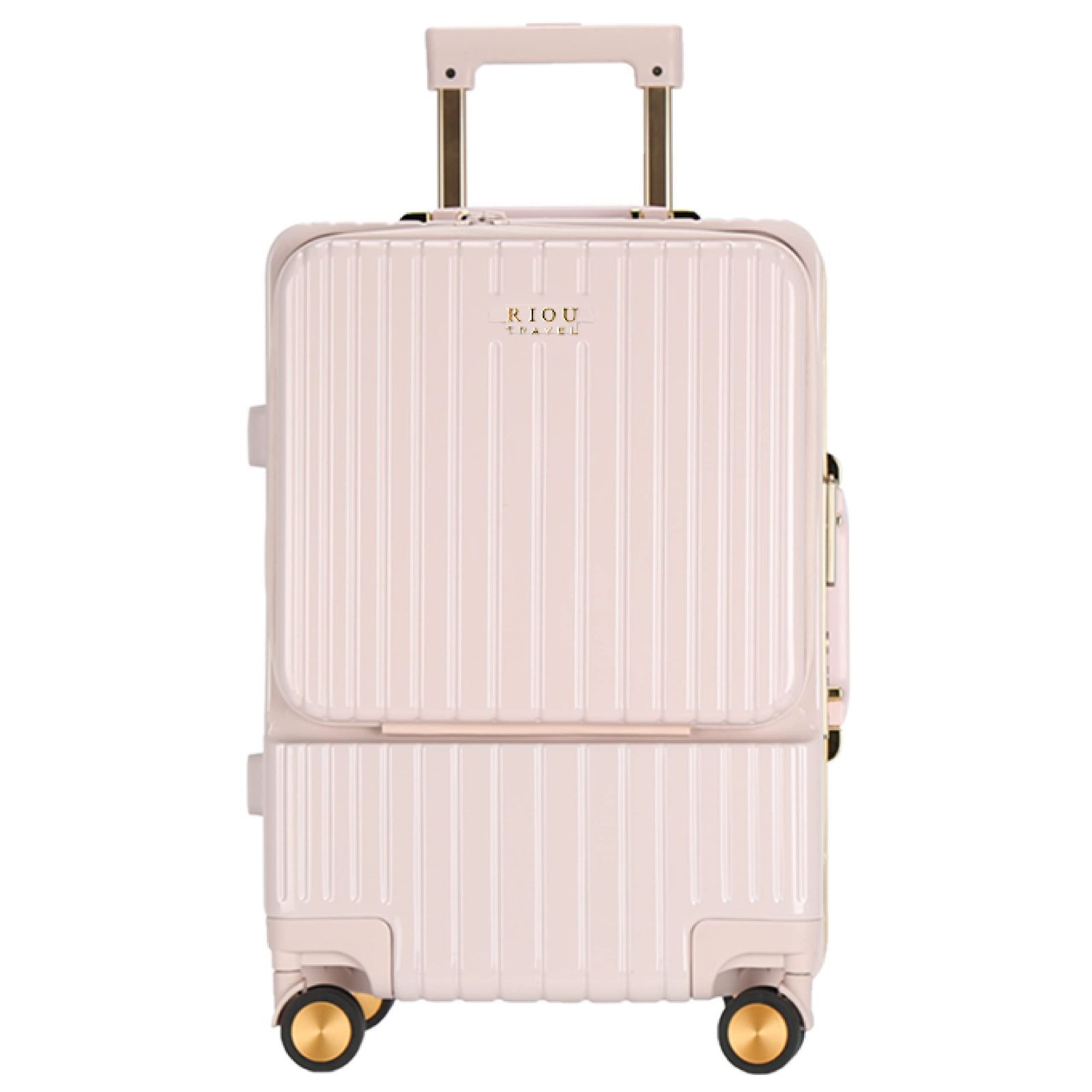 色: ピンク】RIOUスーツケース フロントオープン 機内持込 アルミフレーム-