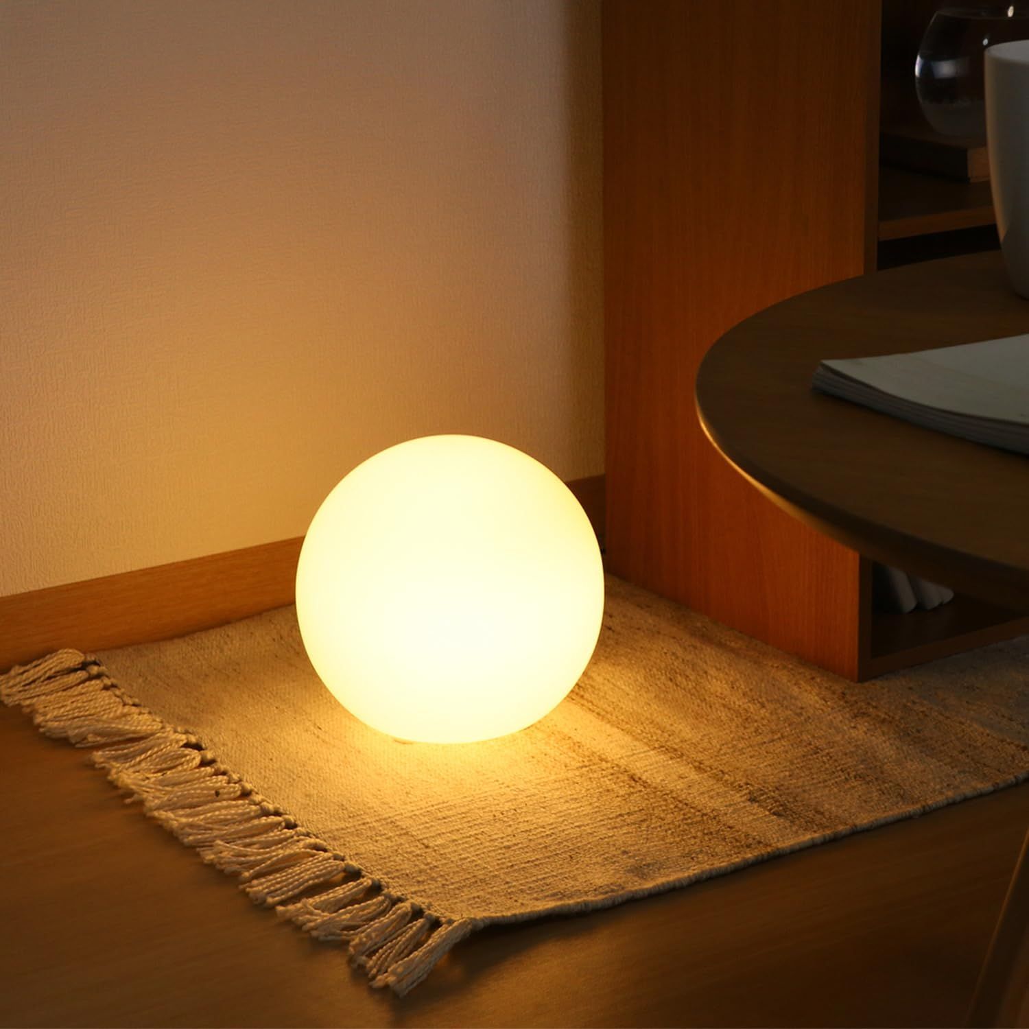 インテリアライト ガラス 幅20×奥行20×高さ20cm ボール型 フロアライト LEDライトのみ対応 テーブルランプ 66806 不二貿易(Fujiboeki)