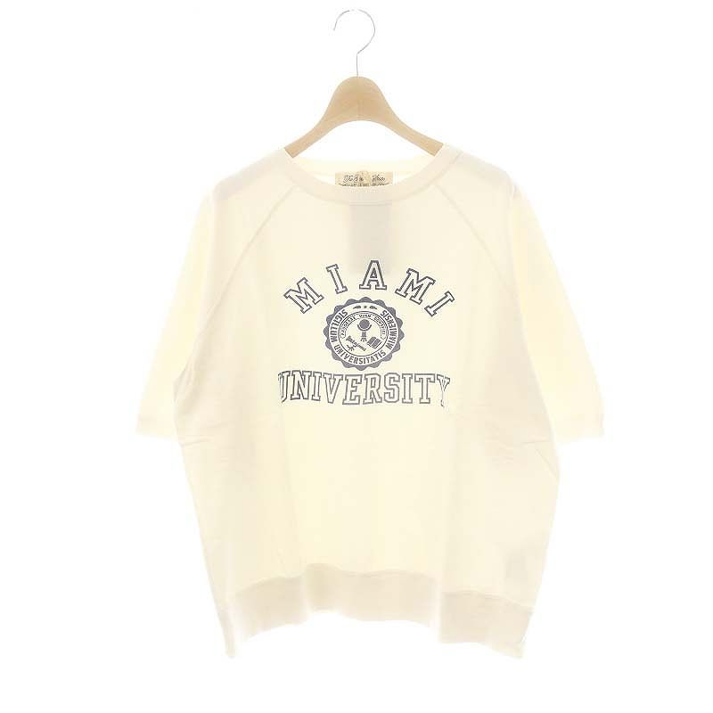 レミレリーフ REMI RELIEF 1|2 Sleeve Sweat ハーフスリーブスウェット アパルトモン カットソー ロゴ F オフホワイト ネイビー |DO OS