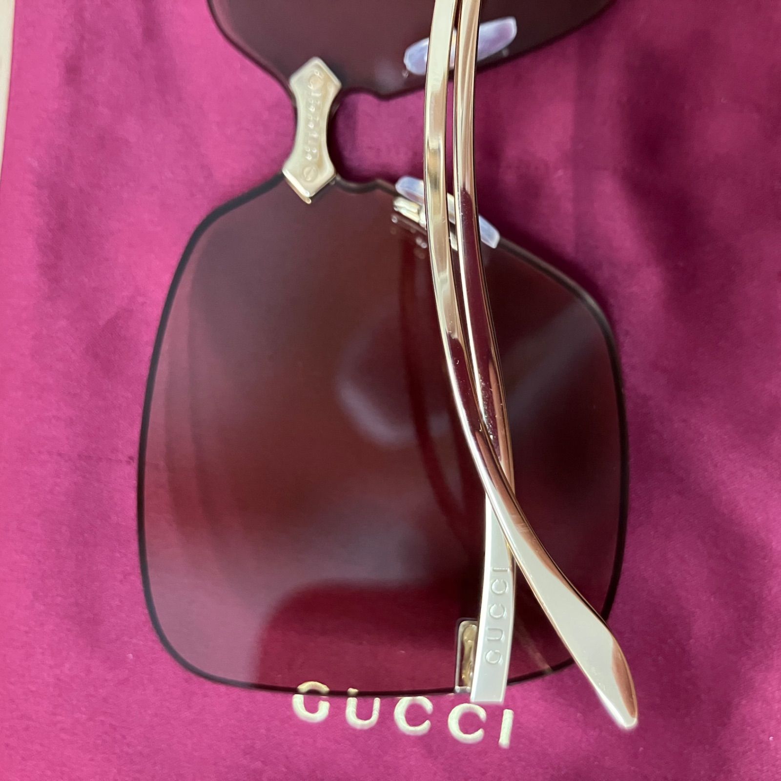 美品 GUCCI グッチ サングラス 茶 金 ブラウン ゴールド - メルカリ