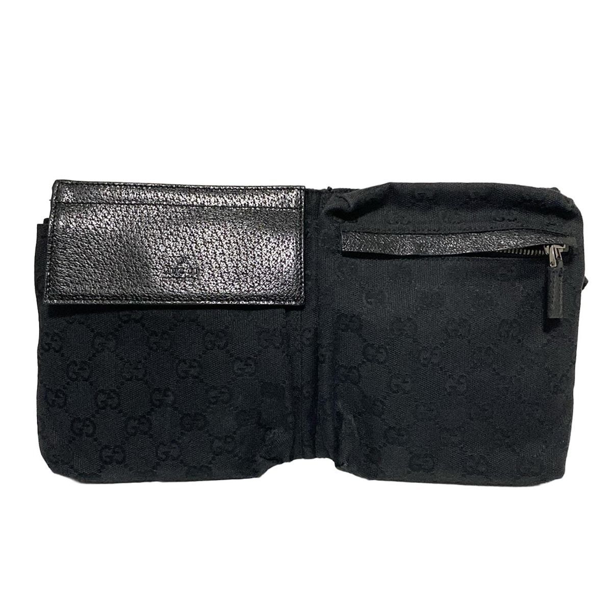 GUCCI グッチ ウエストポーチ GG柄 28566 黒 レザー