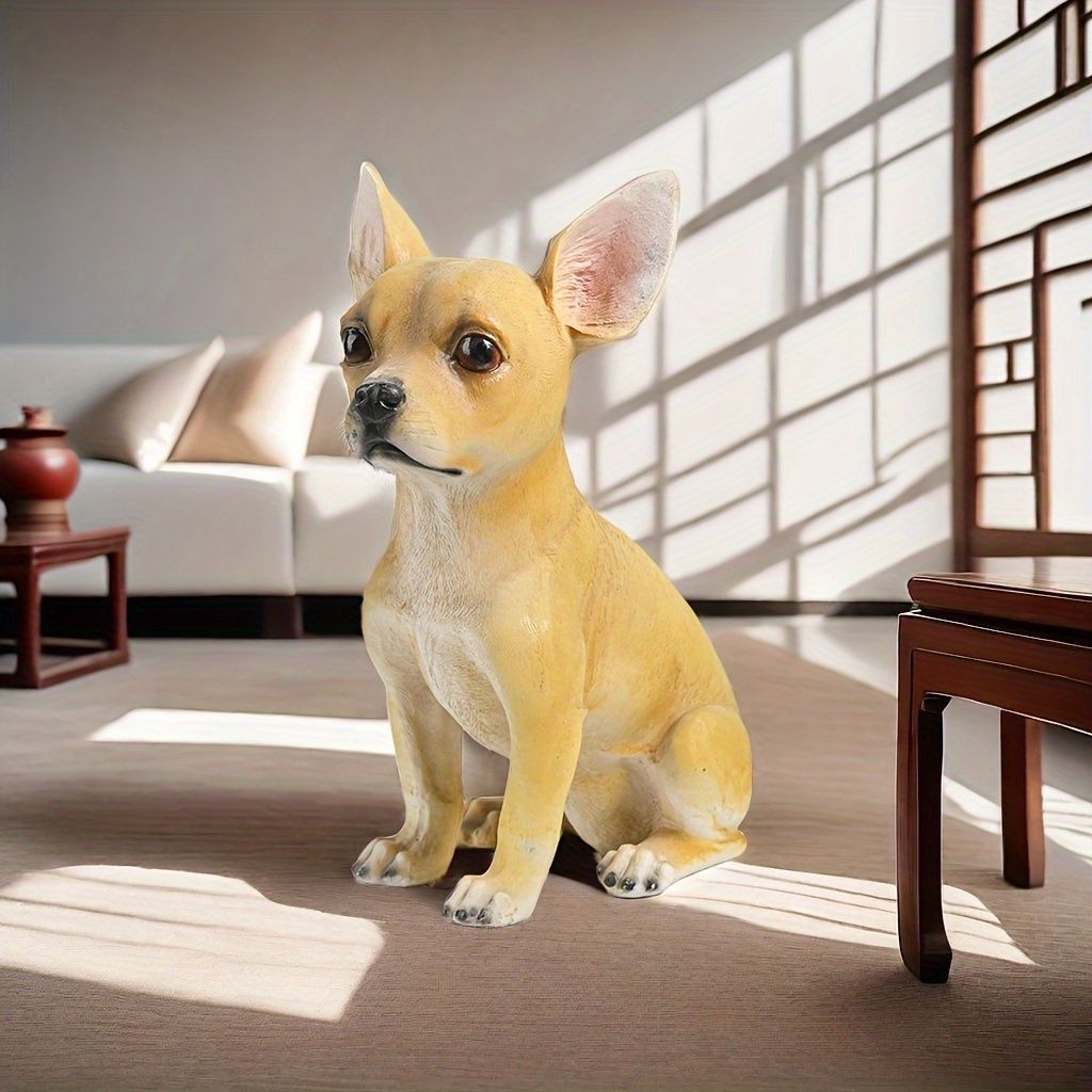 チワワ 置物 オブジェ お座り 犬 動物 屋内 屋外 庭 ベランダ ガーデニング リビング 玄関 エントランス かわいい ギフト プレゼント 4-7