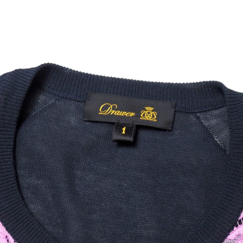 【美品】ドゥロワー　ニット　サイズ1 □美品□Drawer ドゥロワー ワンピース サイズ1 レース切替