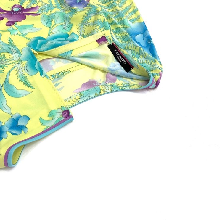 LEONARD レオナール フラワープリント カンカン素材 ワンピース 花柄