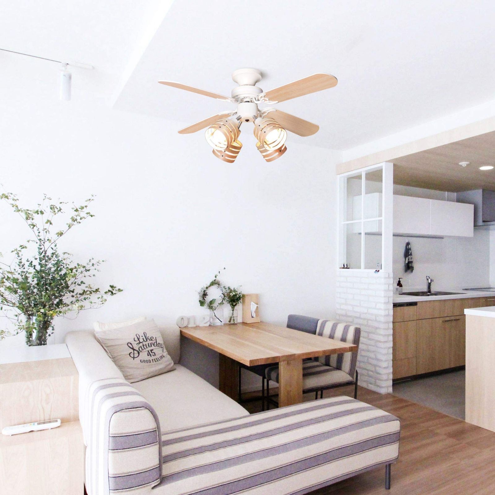 風量調節 天井照明 省エネ 天井ファン LED対応 冷暖房効果 リモコン式 日本語説明書付き リバーシブル ブラウン 照明 ホワイト シーリングファンライト NEXPOTALLINN_EU