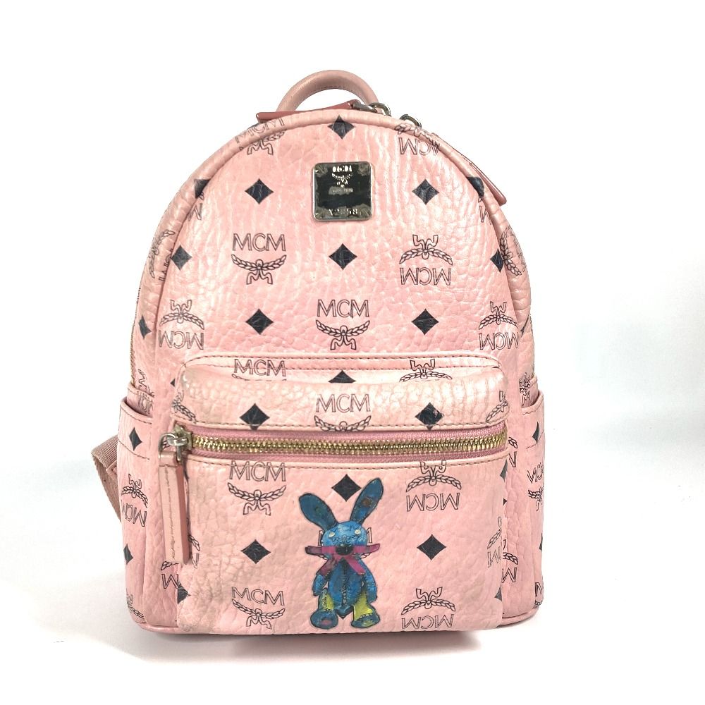 良品 エムシーエム リュックサック バックパック レザー ピンク系 ヴィセトス 良品 エムシーエム リュックサック バックパック レザー ピンク