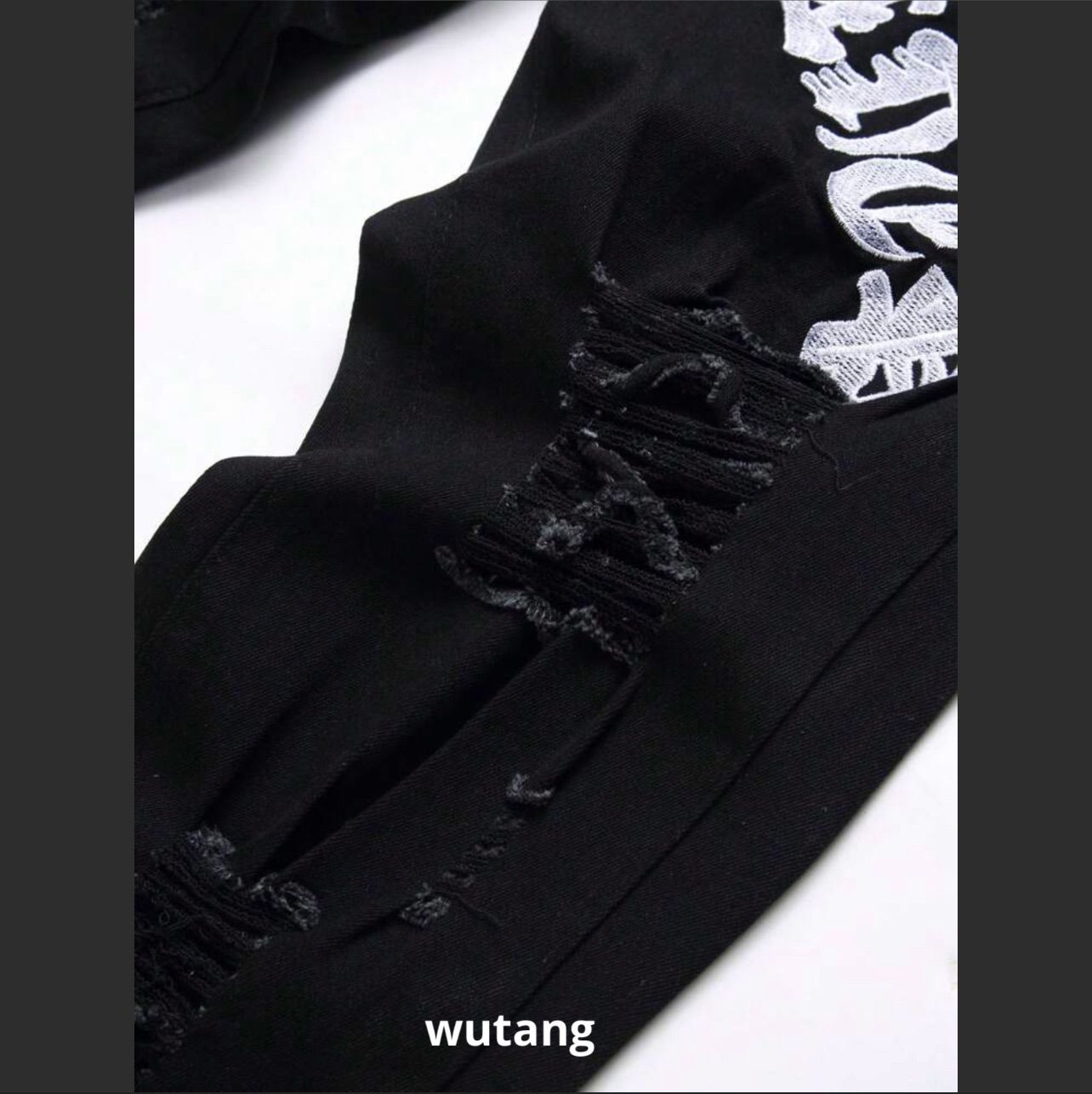 ダメージデニム UKドリルファッション y2k sk8 AMIRI mnml ブラック 