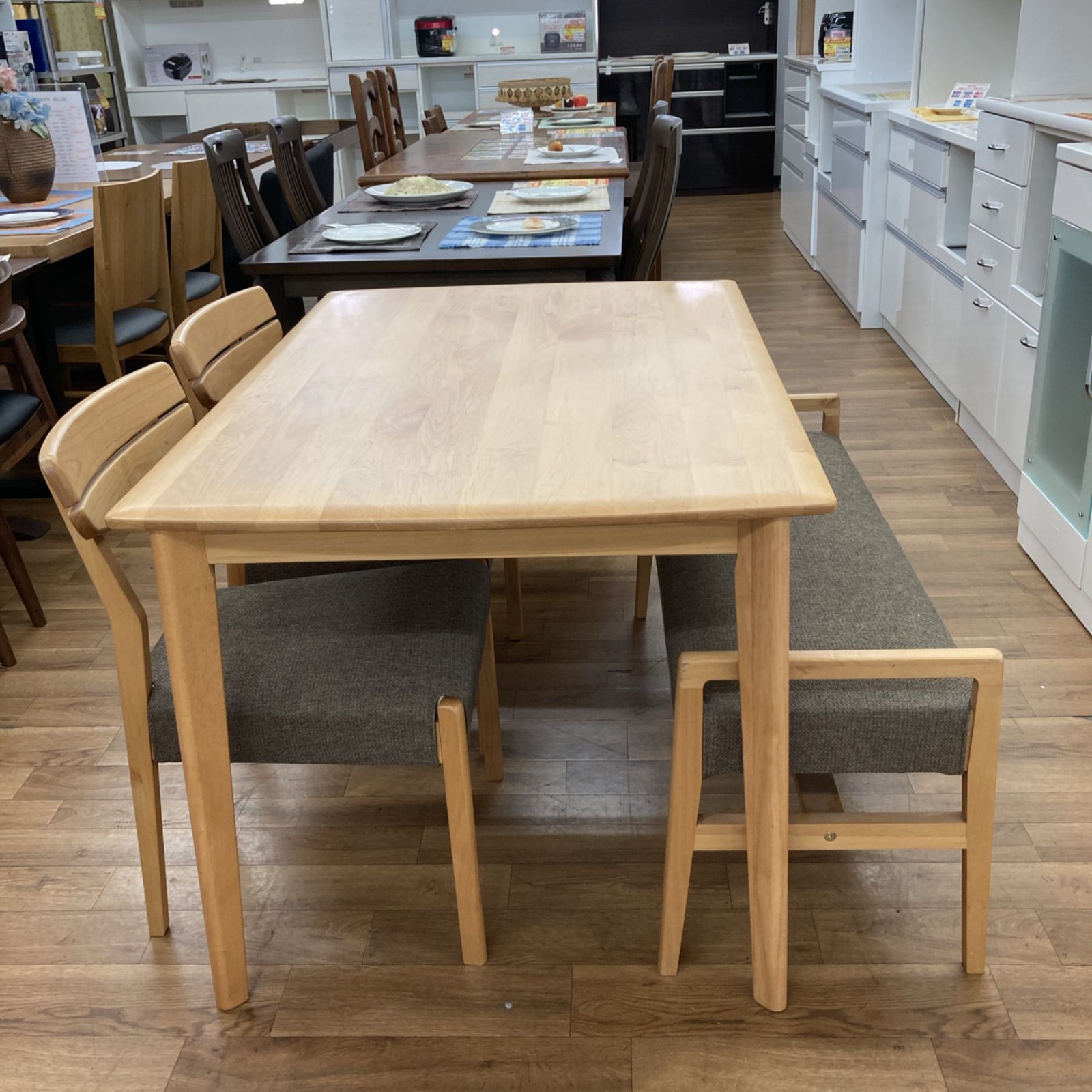 名古屋市近郊送料設置無料 S732 NITORI ニトリ ダイニングテーブル4点セット アルナス ベンチセット 幅120cm