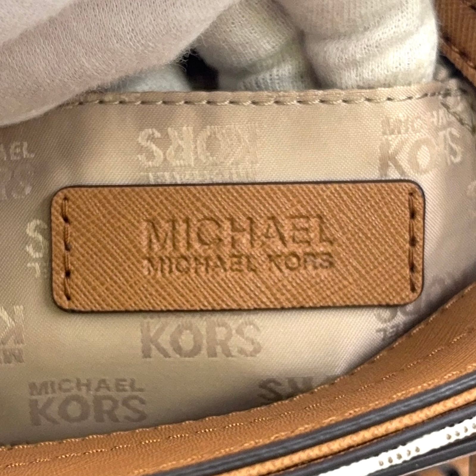 MICHAEL KORS レザー ブラウン×ホワイト ショルダーバッグ