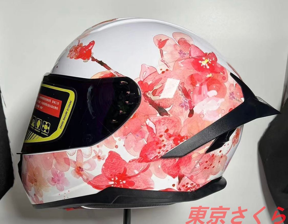 人気NEWモデル桜柄ホワイトヘルメットフルフェイスヘルメット