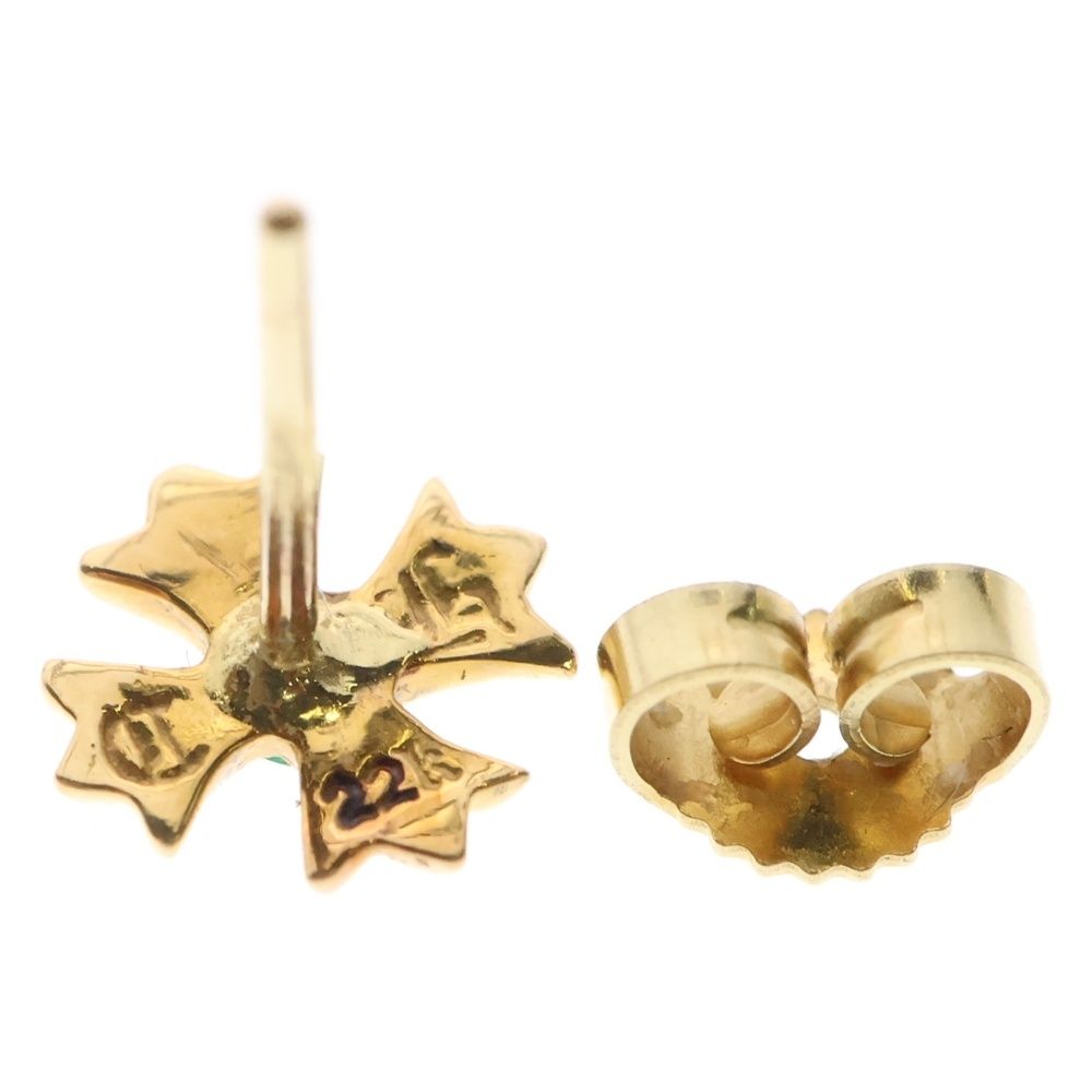†クロムハーツ†セレブも愛用★22K GOLD x エメラルド ピアス CHROME HEARTS (クロムハーツ) 22K SAFETY PIN CH PLS EMRLD R