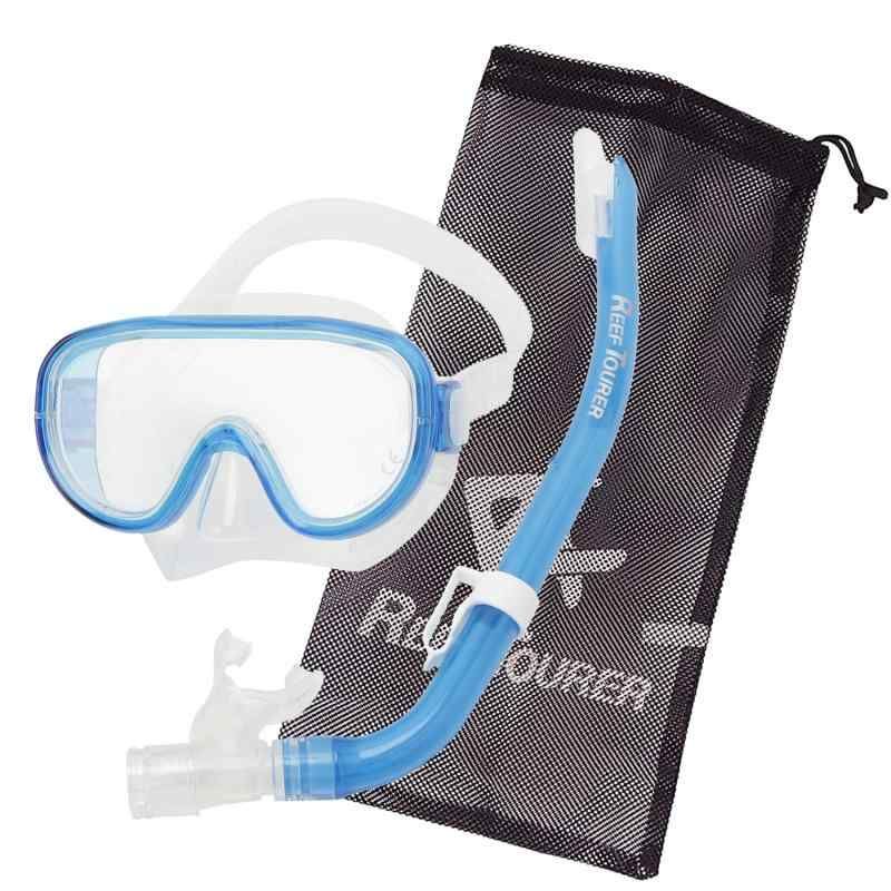 リーフツアラー(REEF TOURER) メッシュバック付 シュノーケリングセット 【10歳~大人用/子ども(4~9歳向)用】 大人用(10歳~大人)・2眼 ホワイト