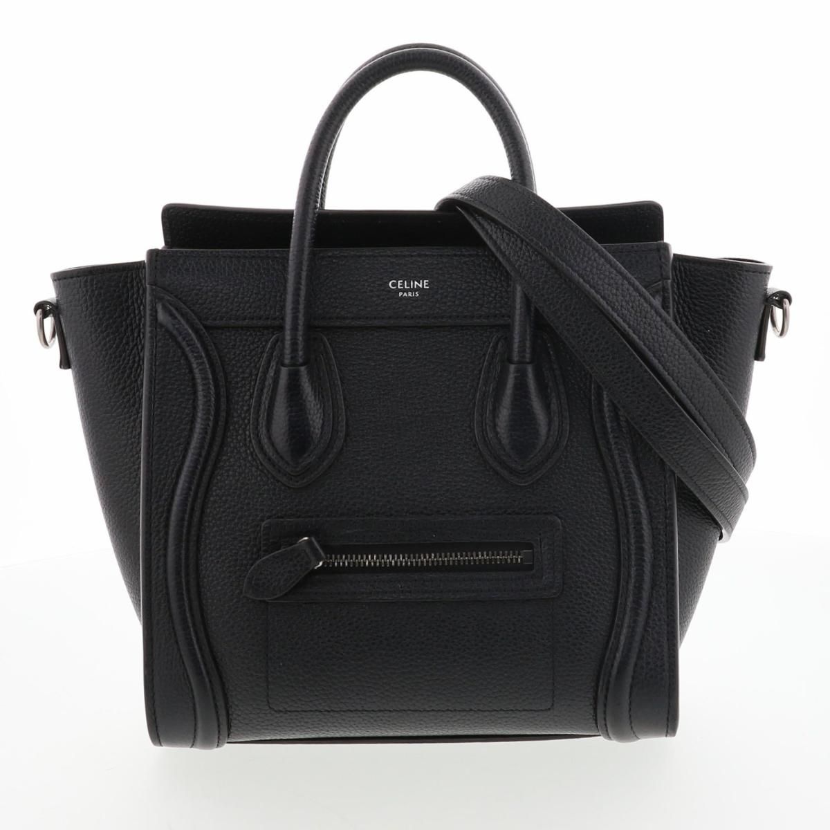 美品【セリーヌ】ナノ ラゲージバッグ ショルダーバッグ CELINE （セリーヌ）ラゲージ ナノショッパー バッグ ショルダー