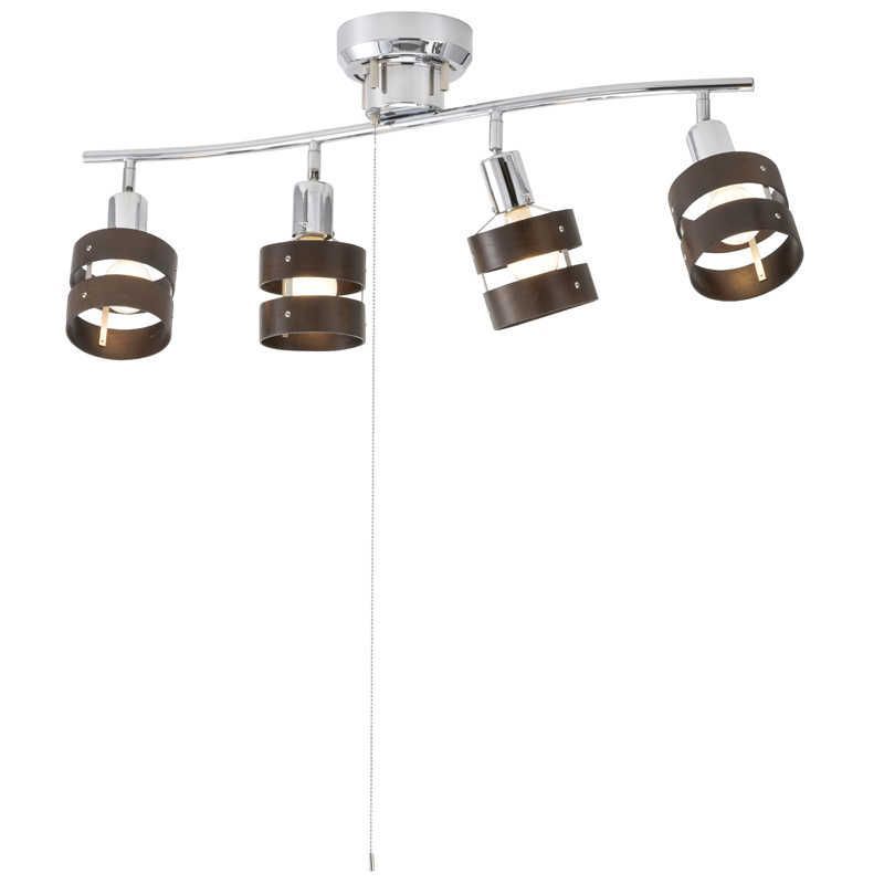 オーム電機 4灯シーリングライト ウッドリング 電球別売 LT YN 40 BW