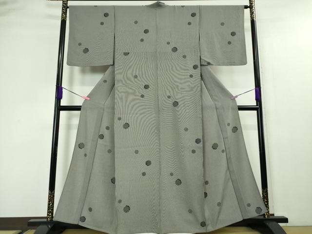 平和屋本店□極上 江戸小紋 万筋 名物裂 雪輪重ね 蝉色×灰青色 逸品