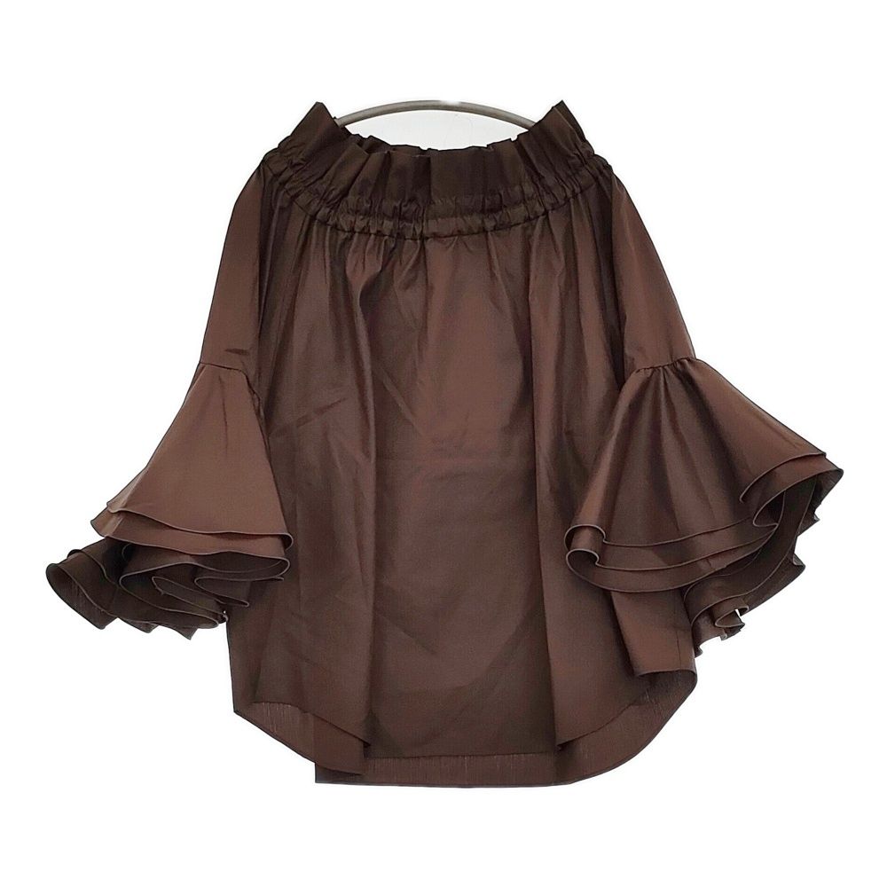 Audie a Muses ラッフルスリーブブラウス 定価25300円 83034510 ブラウス シャツ 25AW ブラウン レディース オーディアミューズ 5-0930M♪