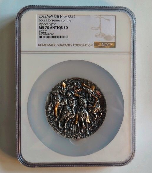 Niue 2025 12$ FOUR HSEMEN OF THE APOCALYPSE 5 oz Silver Coin NGC MS70