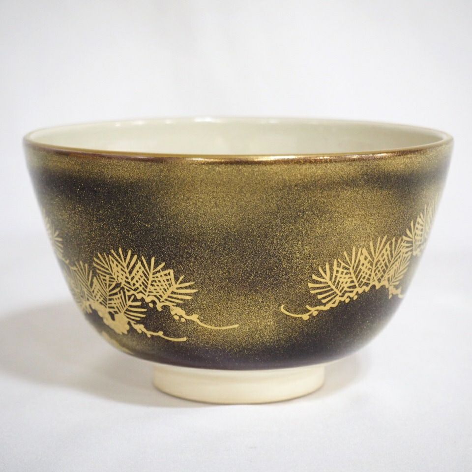 【国内在庫】 仁清 四月の特売品】加藤松香作 紫地金松茶碗 茶道具 抹茶茶碗 その他