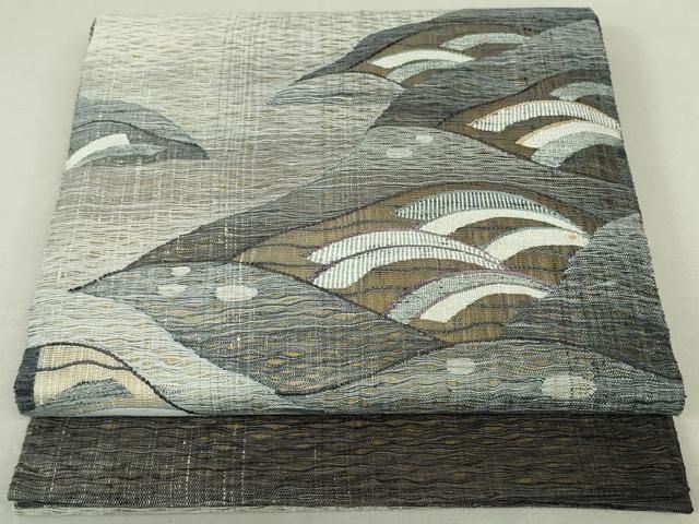 平和屋着物▽太鼓柄袋帯　スリーシーズン　春夏秋　すくい織　立波文　正絹　逸品　DAAT0342ob 平和屋着物▽太鼓柄袋帯 スリーシーズン 春夏秋 すくい織 立波文 正絹