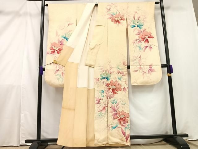 振袖 絞りに金駒刺繍 御所車に花模様 着物 正絹 袷 広衿 RK-4002 振袖 絞りに金駒刺繍 御所車に花模様 着物 正絹 袷 広衿 RK-