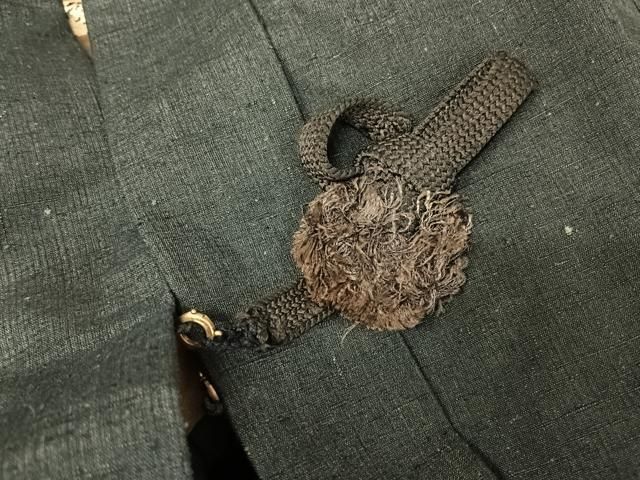 平和屋着物○男性 紬 アンサンブル 色無地 藍墨茶色 正絹 逸品