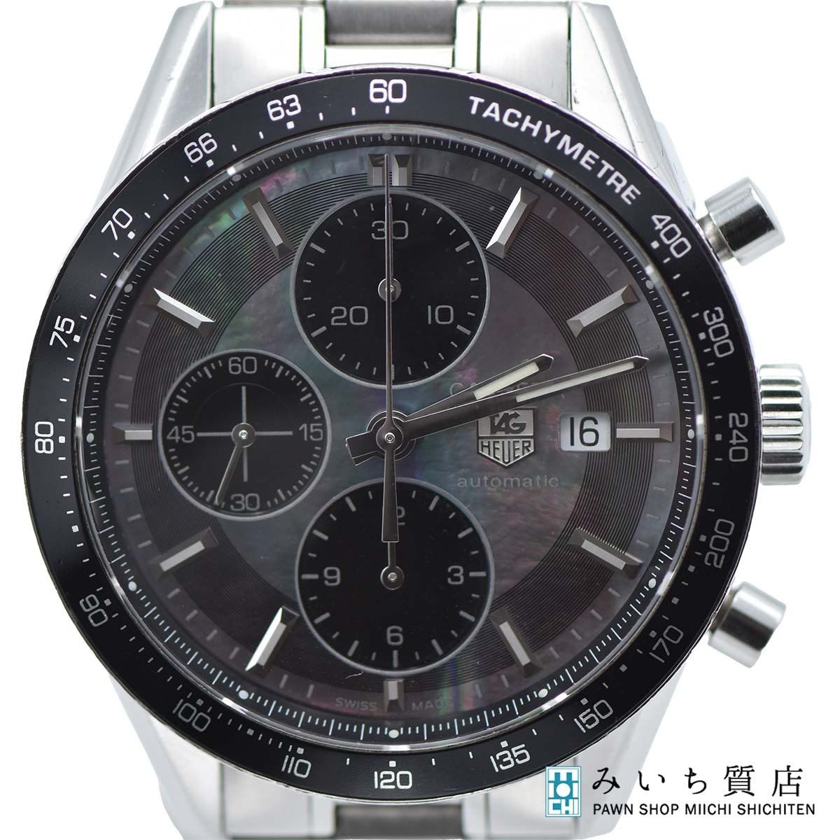 腕時計 稼働 TAG HEUER タグホイヤー CV201K BA0794 ブラックパール 自動巻き 600本 シェル文字盤 箱有 H1761