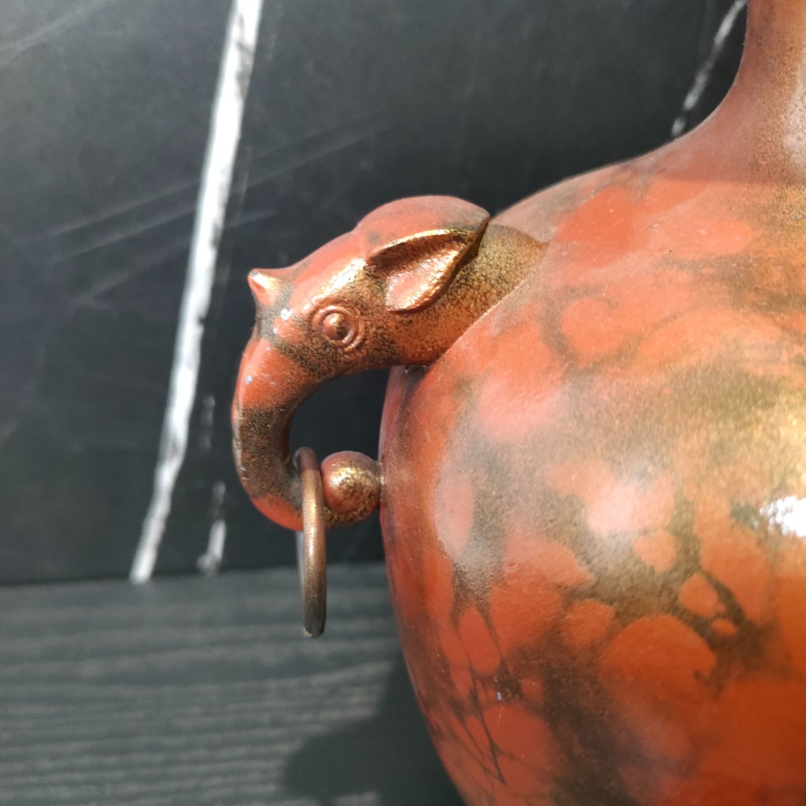 ♢中国 古玩 唐金 龍 銭亀 置物 開運 縁起物 飾り唐物 唐銅 骨董品