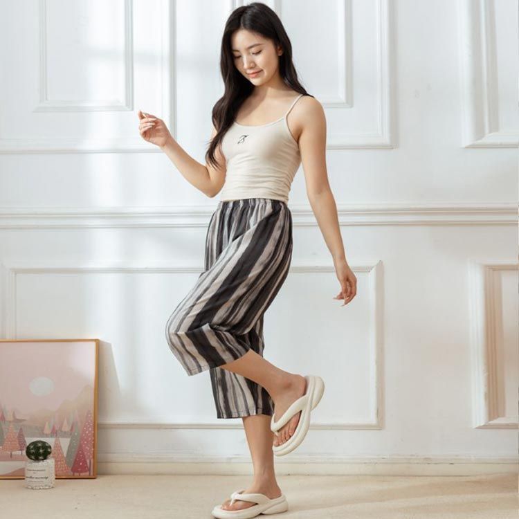 パジャマ ルームパンツ レディース ボトムス リラックスパンツ 7分丈 総柄 春夏 ステテコ 薄手 ワイドパンツ カジュアル ナイトウェア ウェストゴム サラサラ 夏パンツ ゆったり 肌に優しい 伸縮 jyonn2173 SKLAD-KIRPICHA_RU