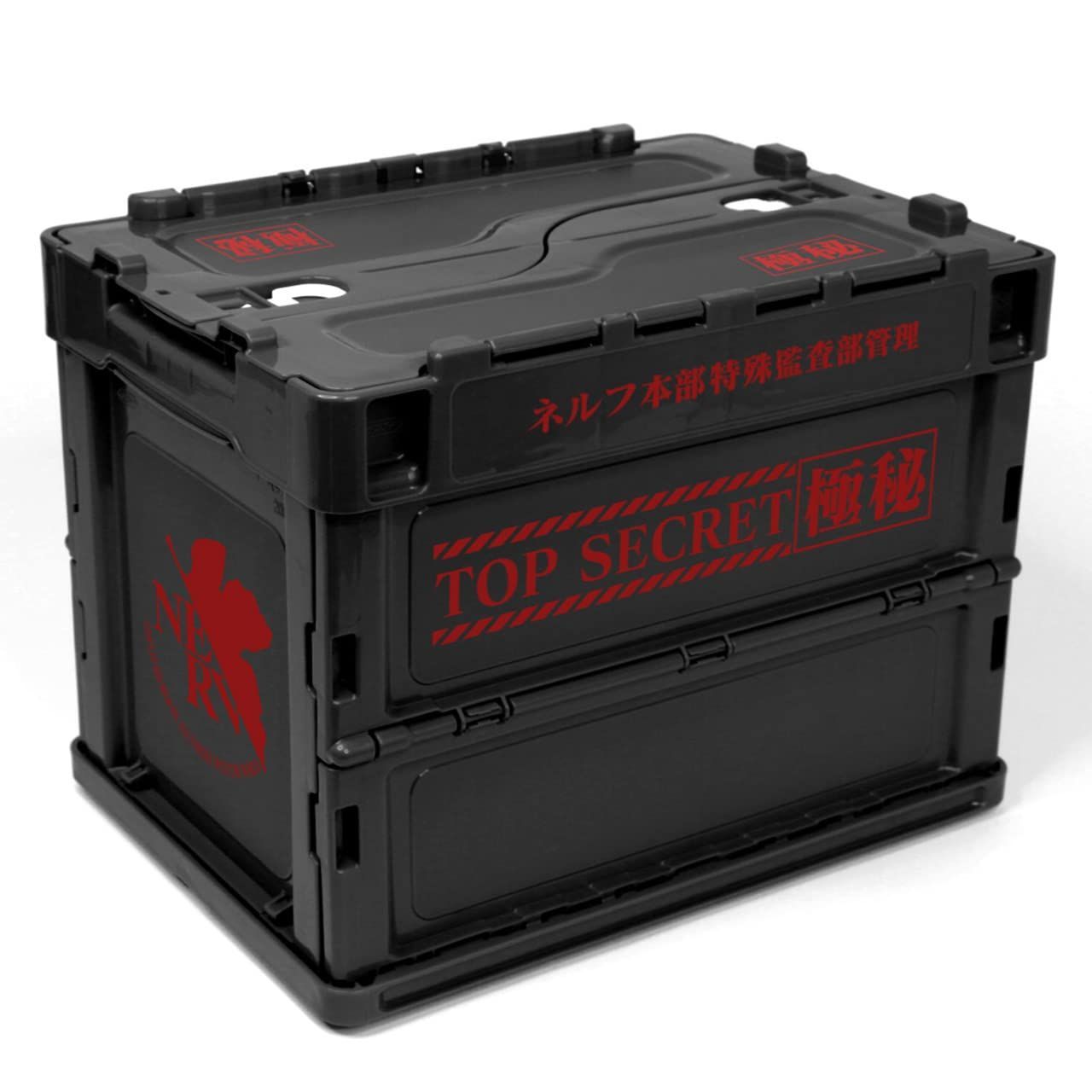 【人気商品】EVANGELION NERV TOP SECRET折りたたみコンテナ グルーヴガレージ Sサイズ 外寸 366×264×283(81)mm 内寸 336×232×258mm 有効内寸 335×231×258mm PP製 黒