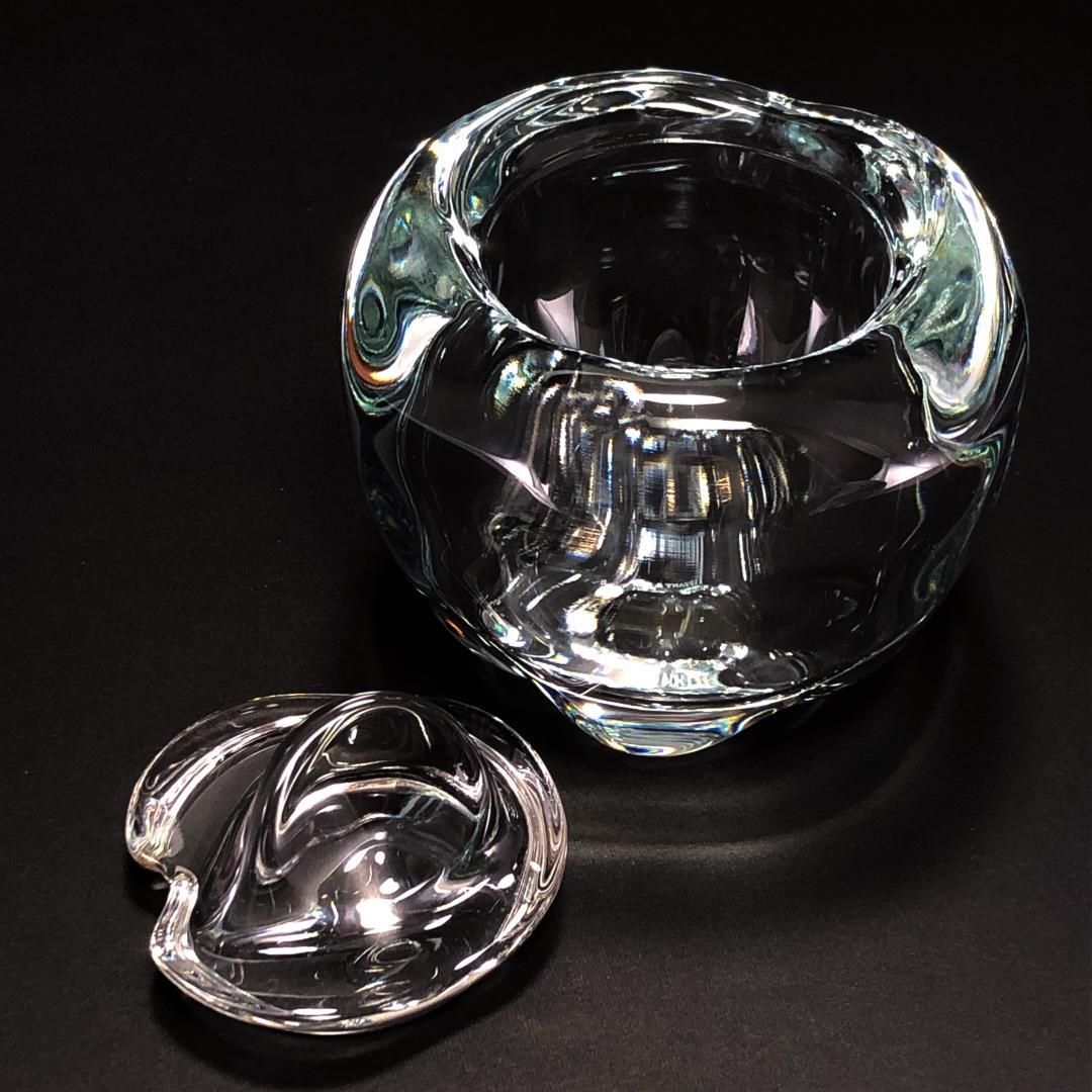 ヴィンテージ Tiffany ティファニー エルサ ペレッティ アップル型 蓋付ジャムポット クリスタルグラス クリア