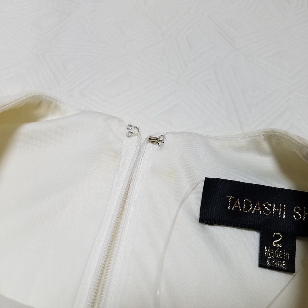 TADASHISHOJI(タダシショージ) ワンピース サイズ2 M レディース - アイボリー×ベージュ クルーネック/半袖/ひざ丈