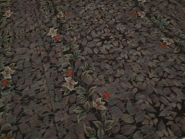 平和屋着物○本場大島紬 9マルキ 草木シルエット 正絹 逸品 CAAU2607yc