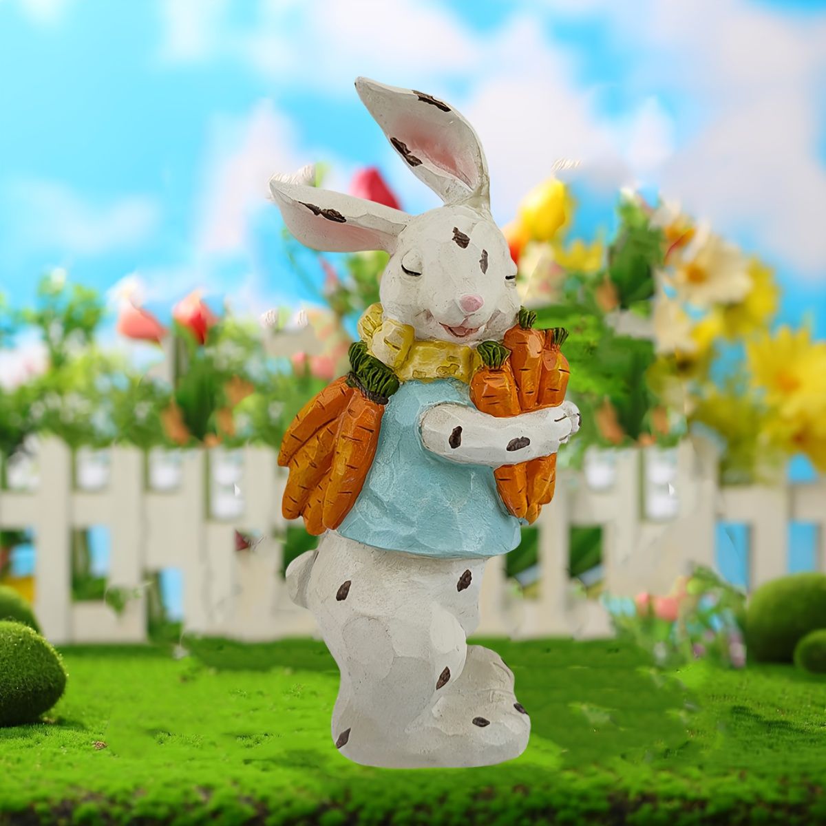 ガーデンオーナメント ニンジンを持っているウサギ