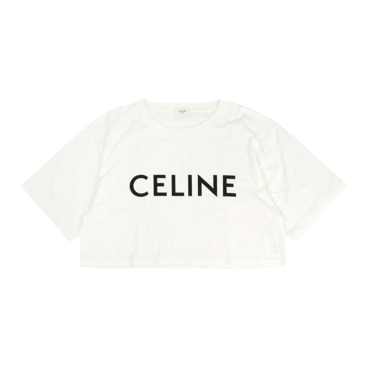 セリーヌ ロゴ プリント クロップド ショートスリーブ Tシャツ