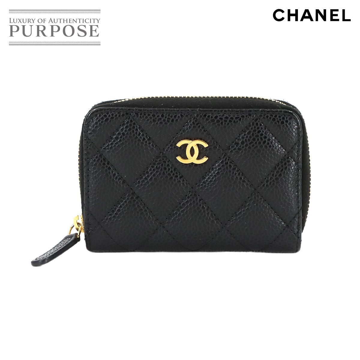 シャネル CHANEL マトラッセ コインケース 小銭入れ キャビアスキン ブラック ココマーク AP0216 ゴールド 金具 90295951