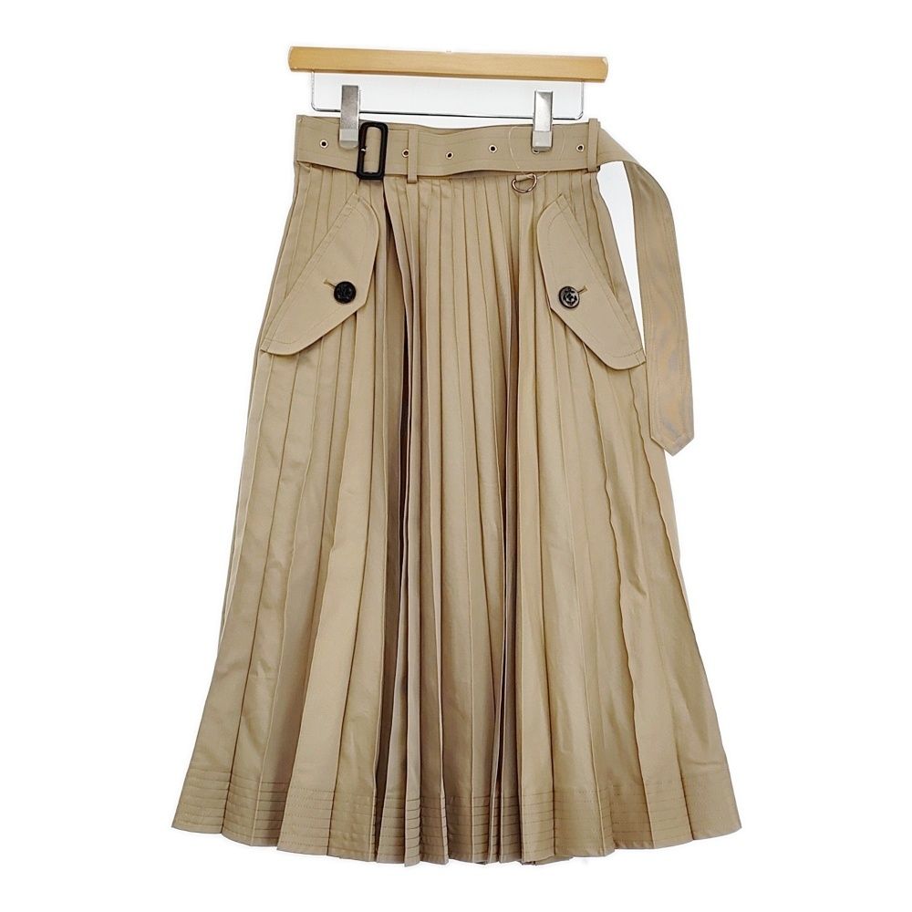 sacaiサカイ★ベージュ コットンギャバジン ミディアムスカート Sacai Cotton Gabardine Skirt 定価99000円 SCW-214 サイズ1